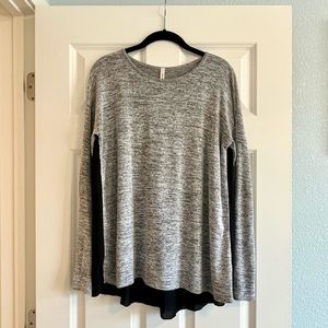 Heathered Grey Chiffon-Pleated Top
